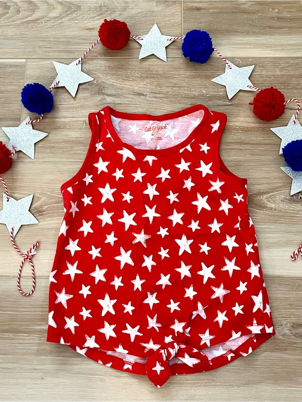 Cat & Jack Red Star Tie-Front Tank Top